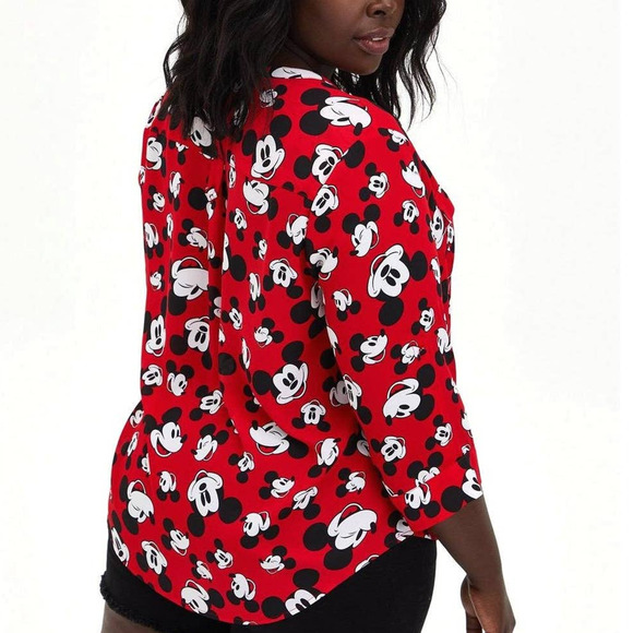 Torrid 2 (2X 18/20) Disney Red Mickey Mouse Georgette Harper Pullover Blouse - Picture 4 of 5